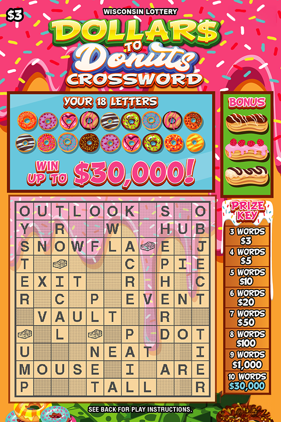 DOLLARS TO DONUTS CROSSWORD (2621) Wisconsin Lottery